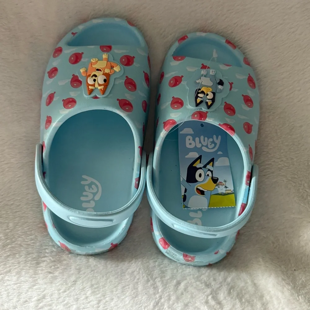 Bluey Kids Cartoon‎ Character Light Blue Clogs Size 11-12 Slip On Shoes New.